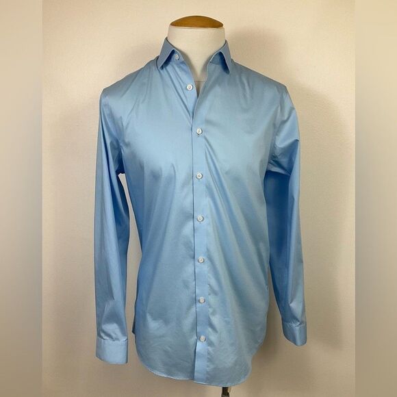 KENNETH COLE Men's Blue Dress Shirt Slim Fit Stretch Easy Care AWear2 15.5 34/35 - Picture 1 of 9